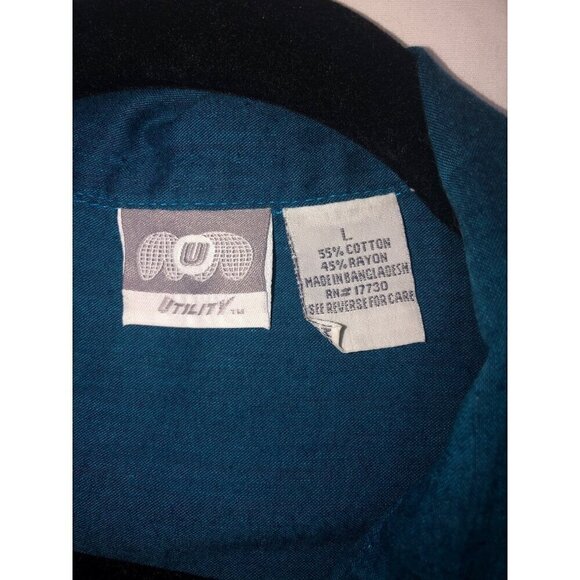 Mens Shirt Size L Button Front Casual Short Sleeve Blue Samurai Hawaiian VTG - Picture 3 of 6